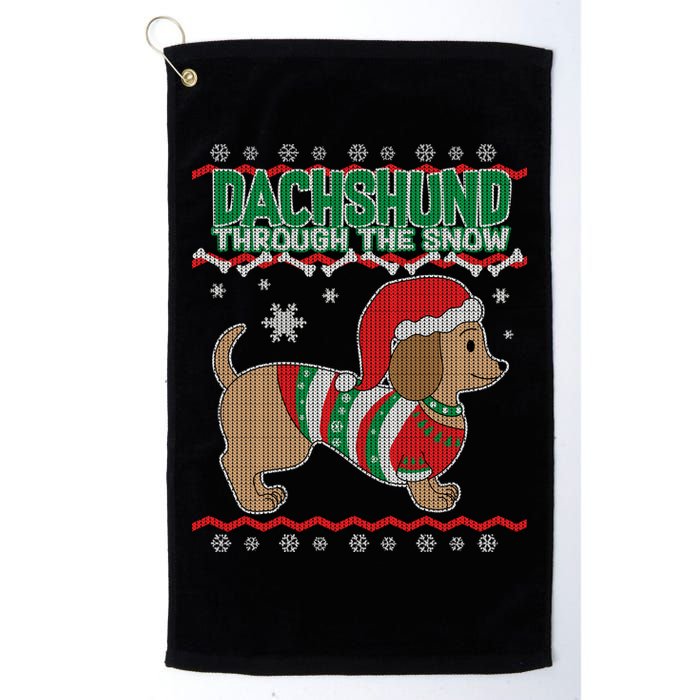 Dachshund Through The Snow Ugly Christmas Golf Towel