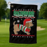 Dachshund Through The Snow Ugly Christmas Golf Towel