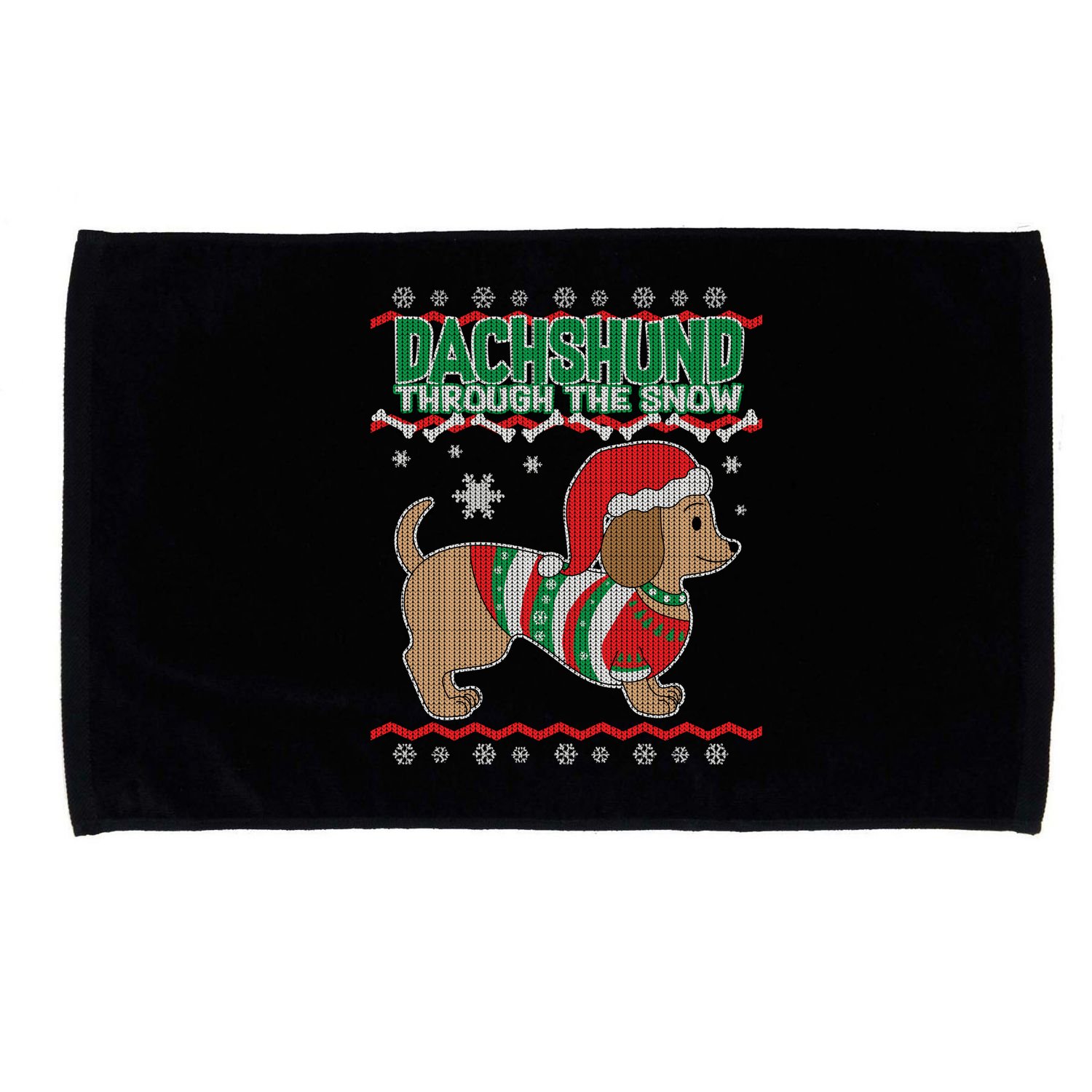 Dachshund Through The Snow Ugly Christmas Microfiber Hand Towel