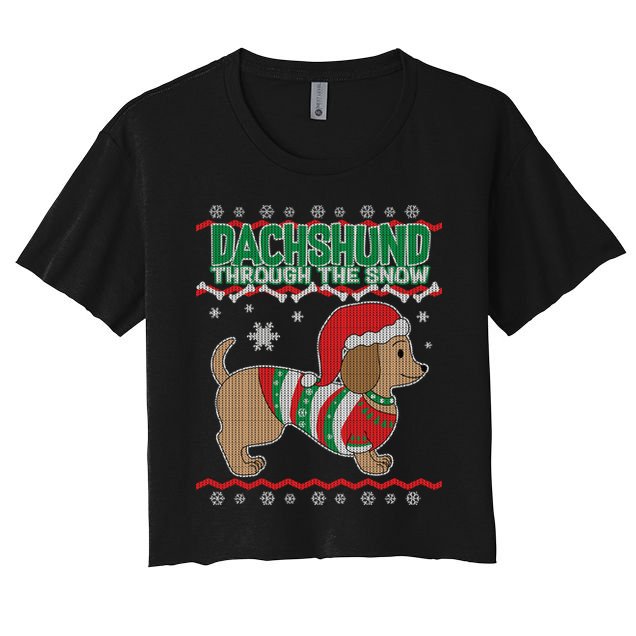 Dachshund Through The Snow Ugly Christmas Crop Top