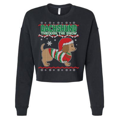 Dachshund Through The Snow Ugly Christmas Cropped Pullover Crew