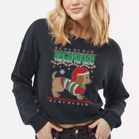 Dachshund Through The Snow Ugly Christmas Cropped Pullover Crew