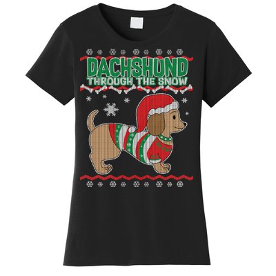 Dachshund Through The Snow Ugly Christmas Women's T-Shirt