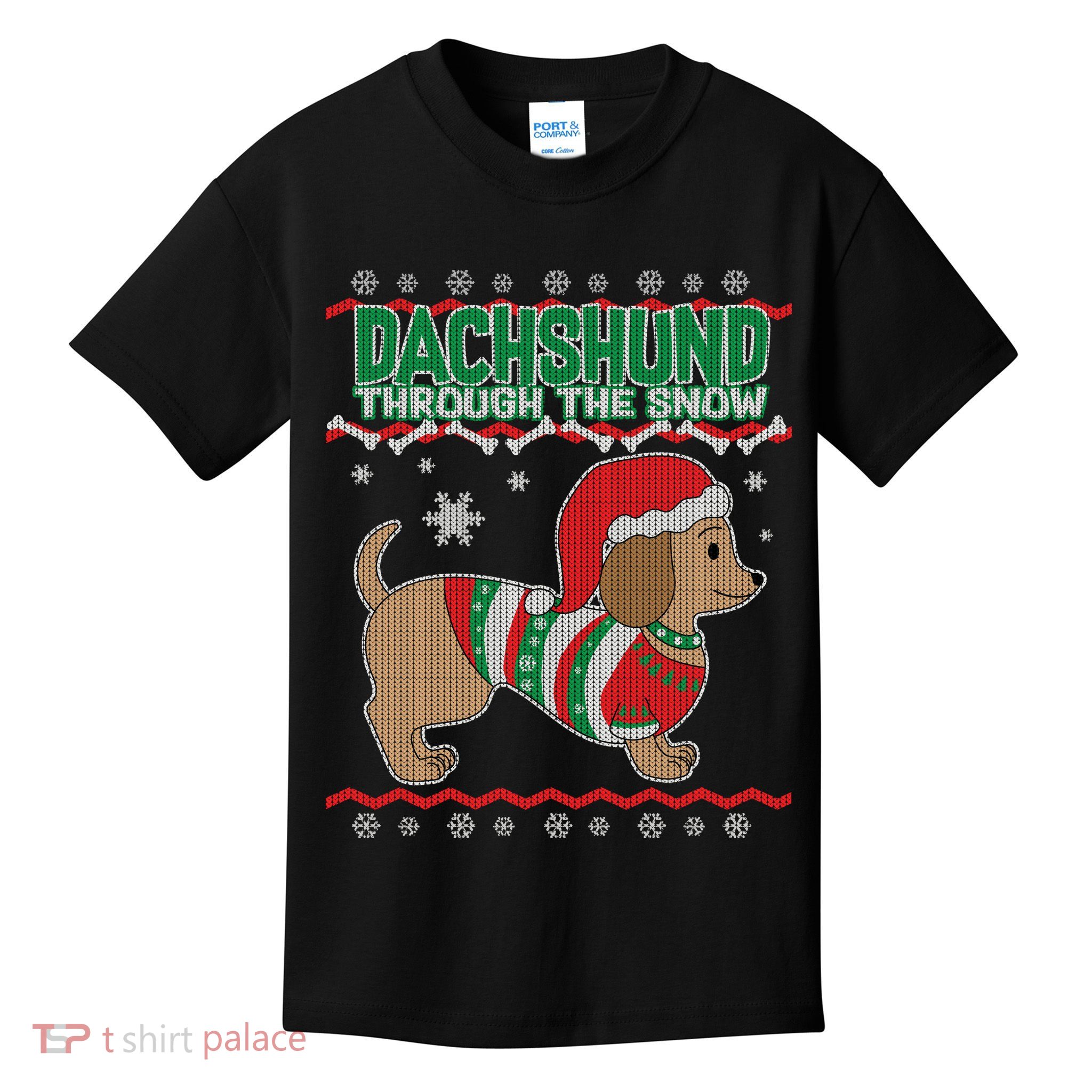 Dachshund Through The Snow Ugly Christmas Kids T-Shirt