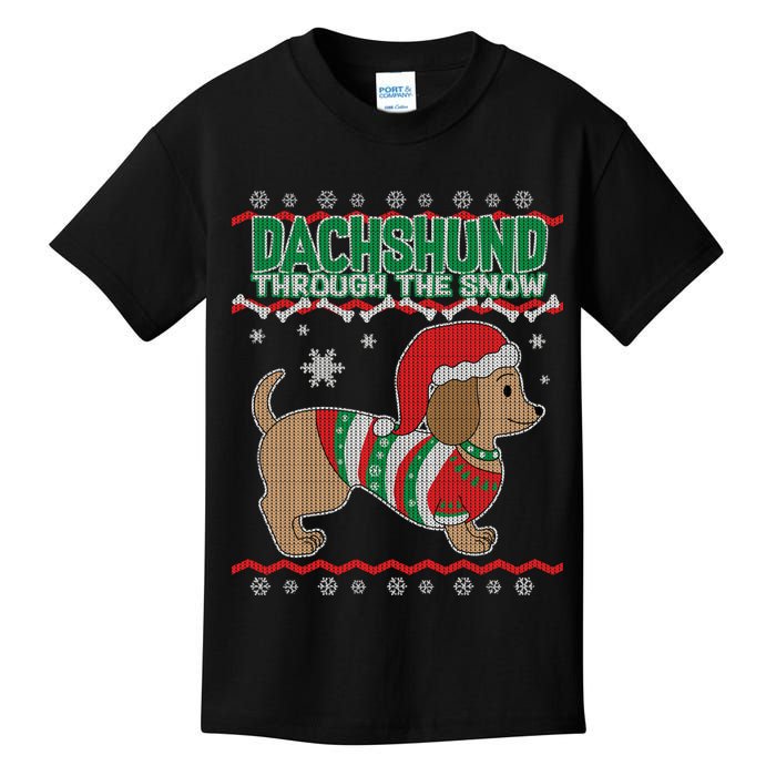 Dachshund Through The Snow Ugly Christmas Kids T-Shirt