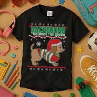 Dachshund Through The Snow Ugly Christmas Kids T-Shirt