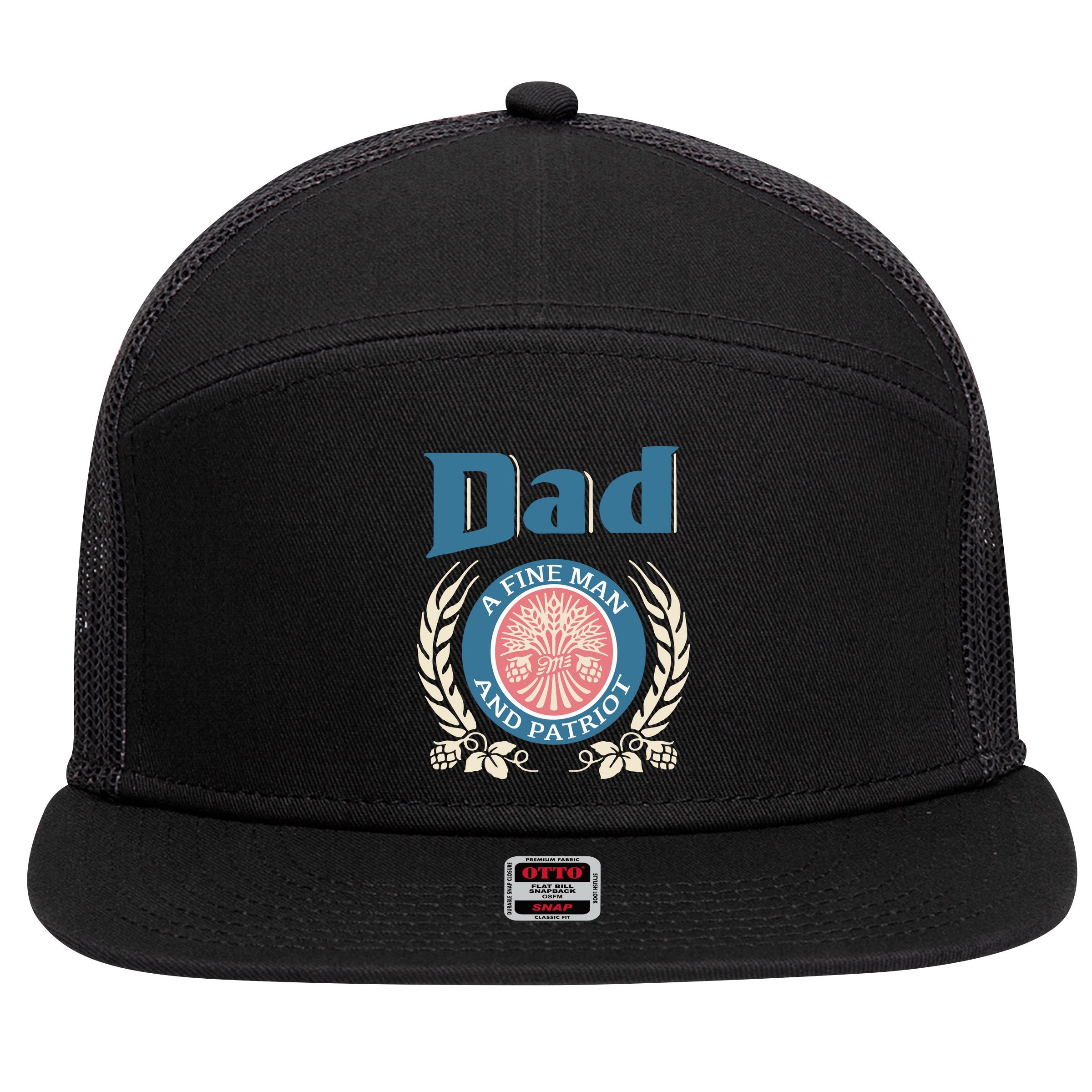 Dad A Fine Man And Patriot 7 Panel Mesh Trucker Snapback Hat