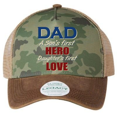 Dad A Son First Hero Daughters First Love Legacy Tie Dye Trucker Hat