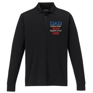 Dad A Son First Hero Daughters First Love Performance Long Sleeve Polo