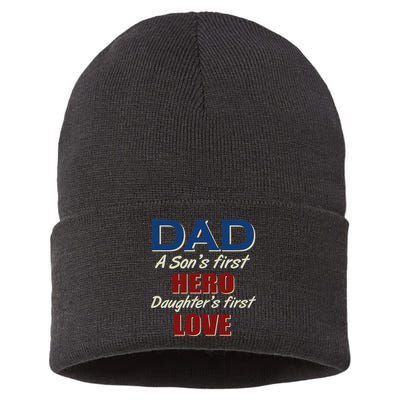 Dad A Son First Hero Daughters First Love Sustainable Knit Beanie