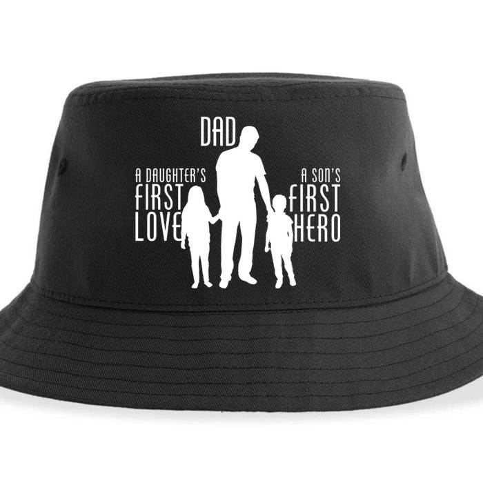 Dad A Son's First Hero Daughters First Love Sustainable Bucket Hat