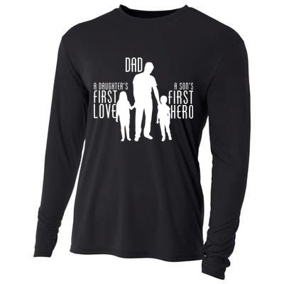 Dad A Son's First Hero Daughters First Love Cooling Performance Long Sleeve Crew