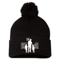 Dad A Son's First Hero Daughters First Love Pom Pom 12in Knit Beanie