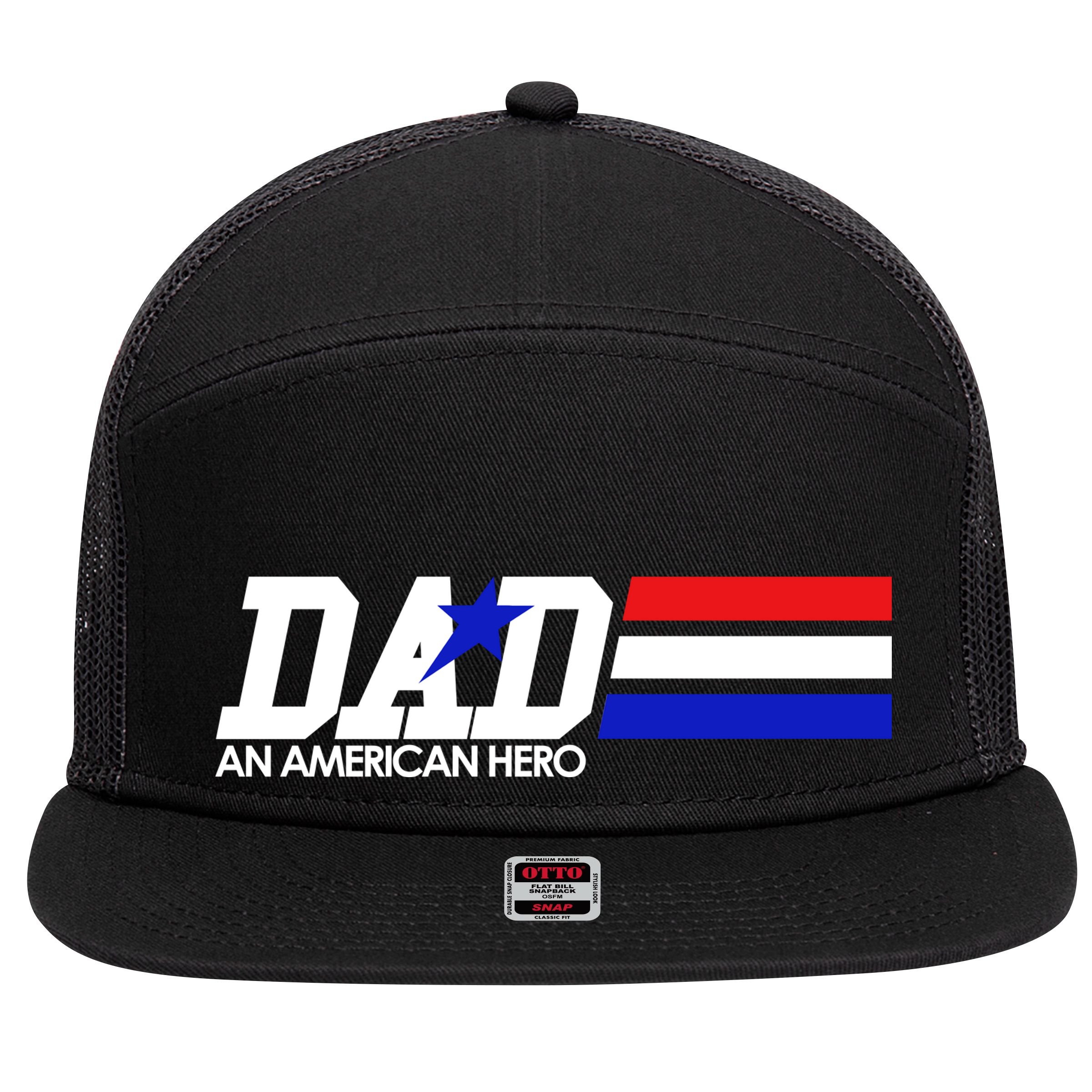 Dad An American Hero 7 Panel Mesh Trucker Snapback Hat