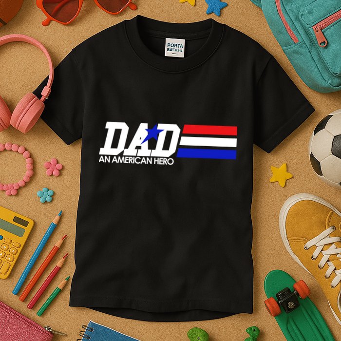 Dad An American Hero Kids T-Shirt