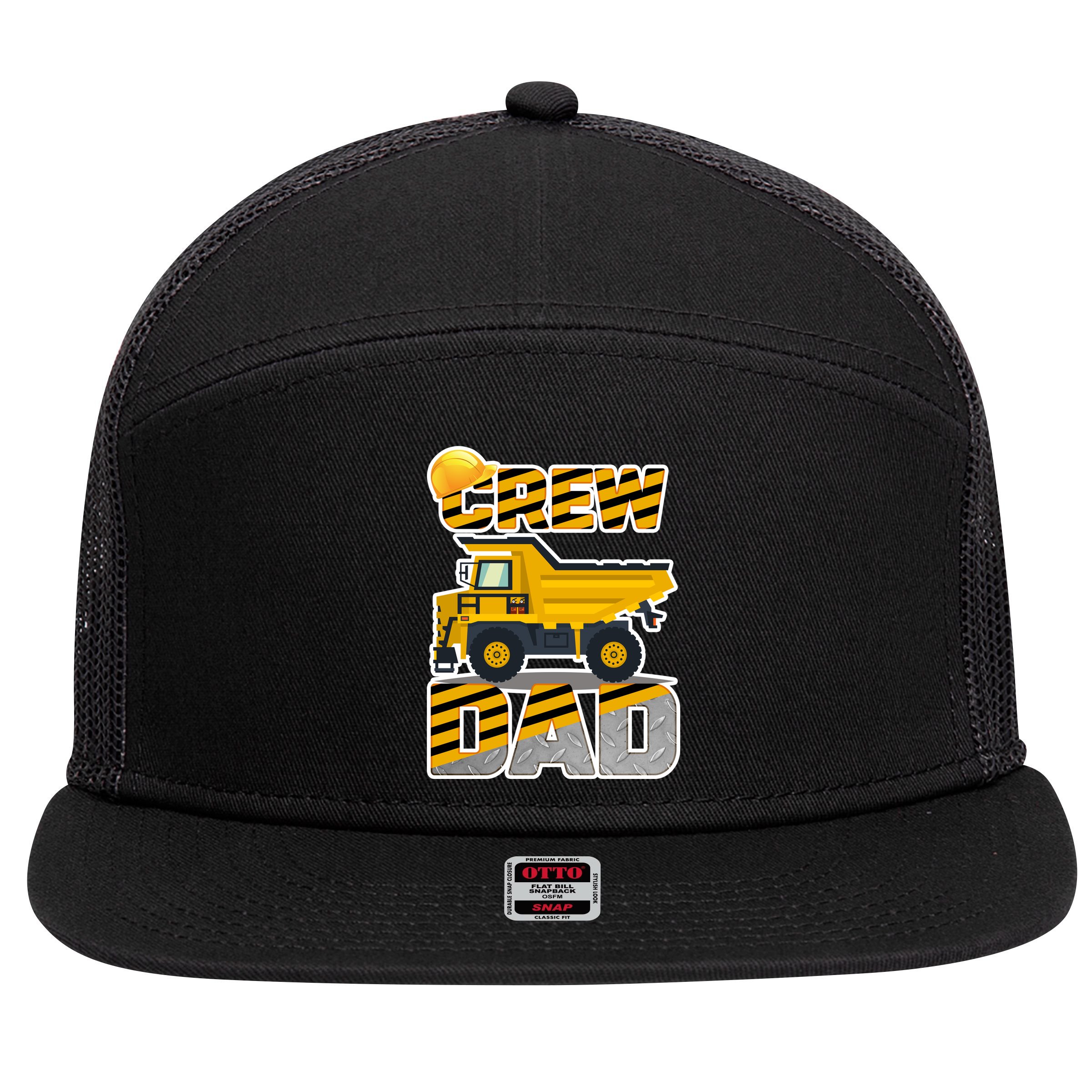 Dad Birthday Crew Construction Party 7 Panel Mesh Trucker Snapback Hat