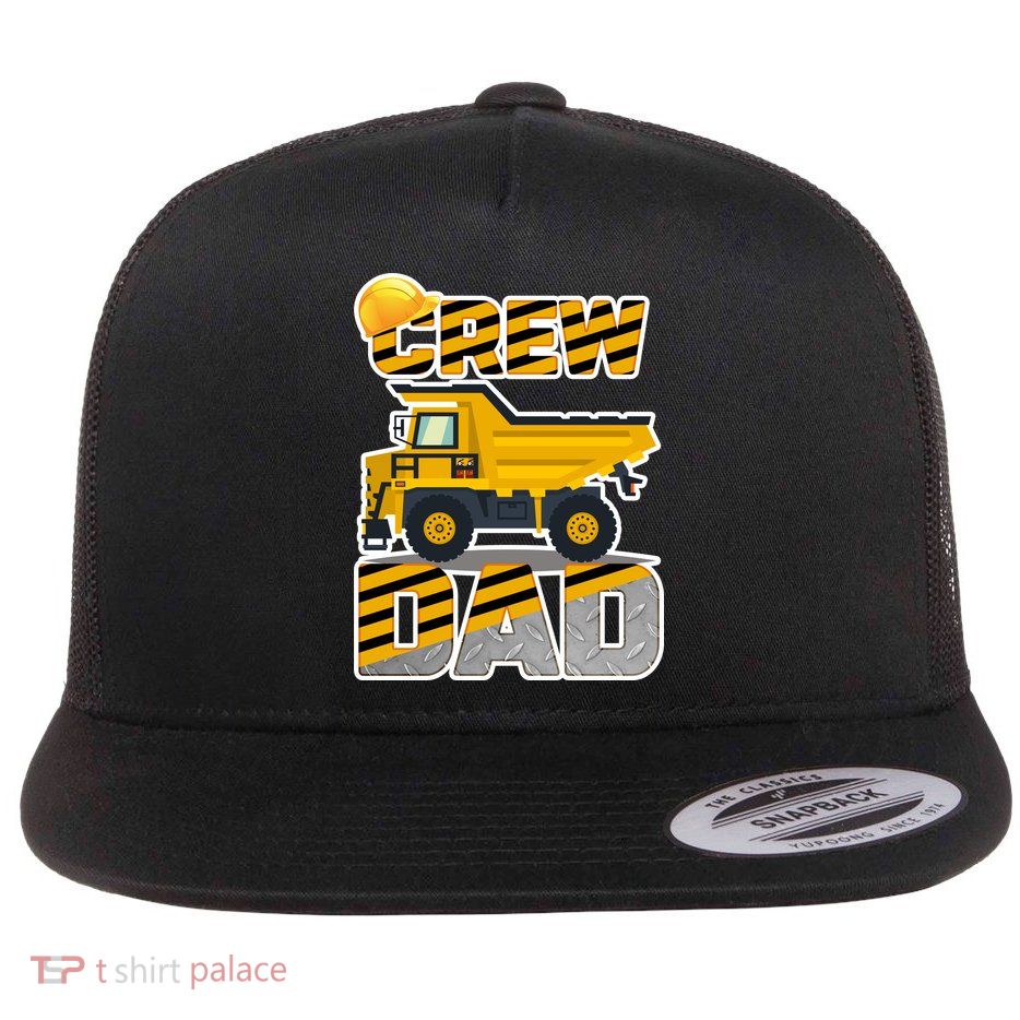 Dad Birthday Crew Construction Party Flat Bill Trucker Hat