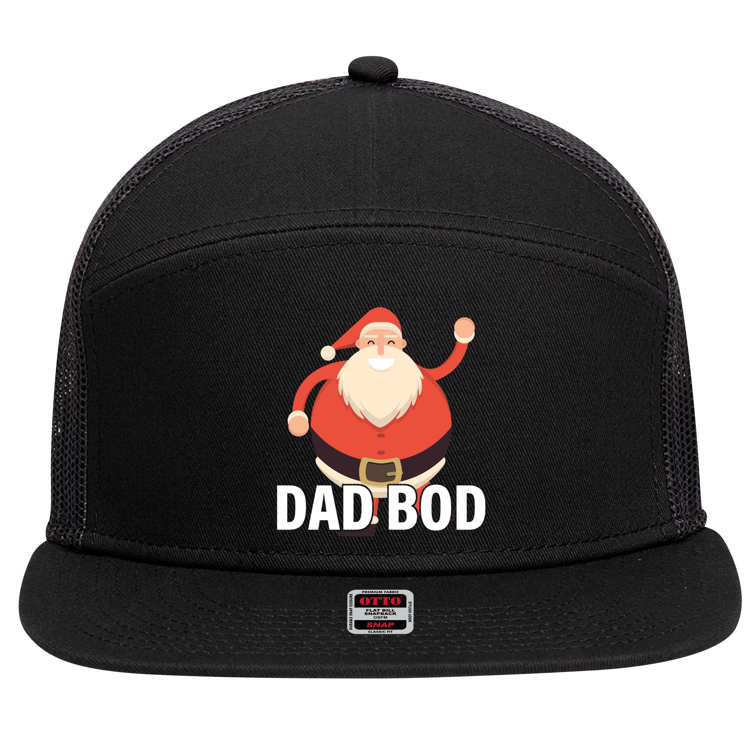 Dad Bod Santa Claus Christmas 7 Panel Mesh Trucker Snapback Hat