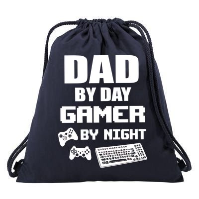 Dad By Day Gamer By Night Drawstring Bag