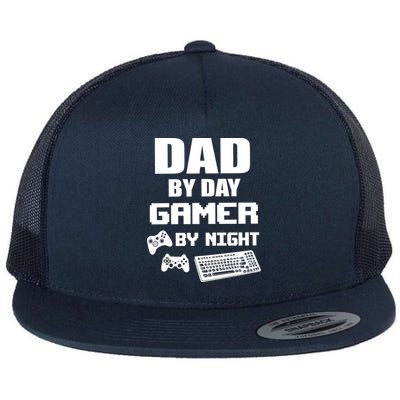 Dad By Day Gamer By Night Flat Bill Trucker Hat