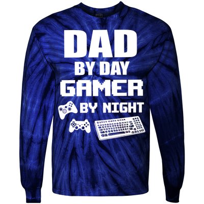 Dad By Day Gamer By Night Tie-Dye Long Sleeve Shirt