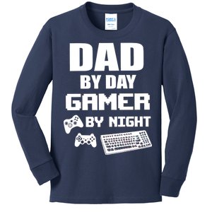 Dad By Day Gamer By Night Kids Long Sleeve Shirt