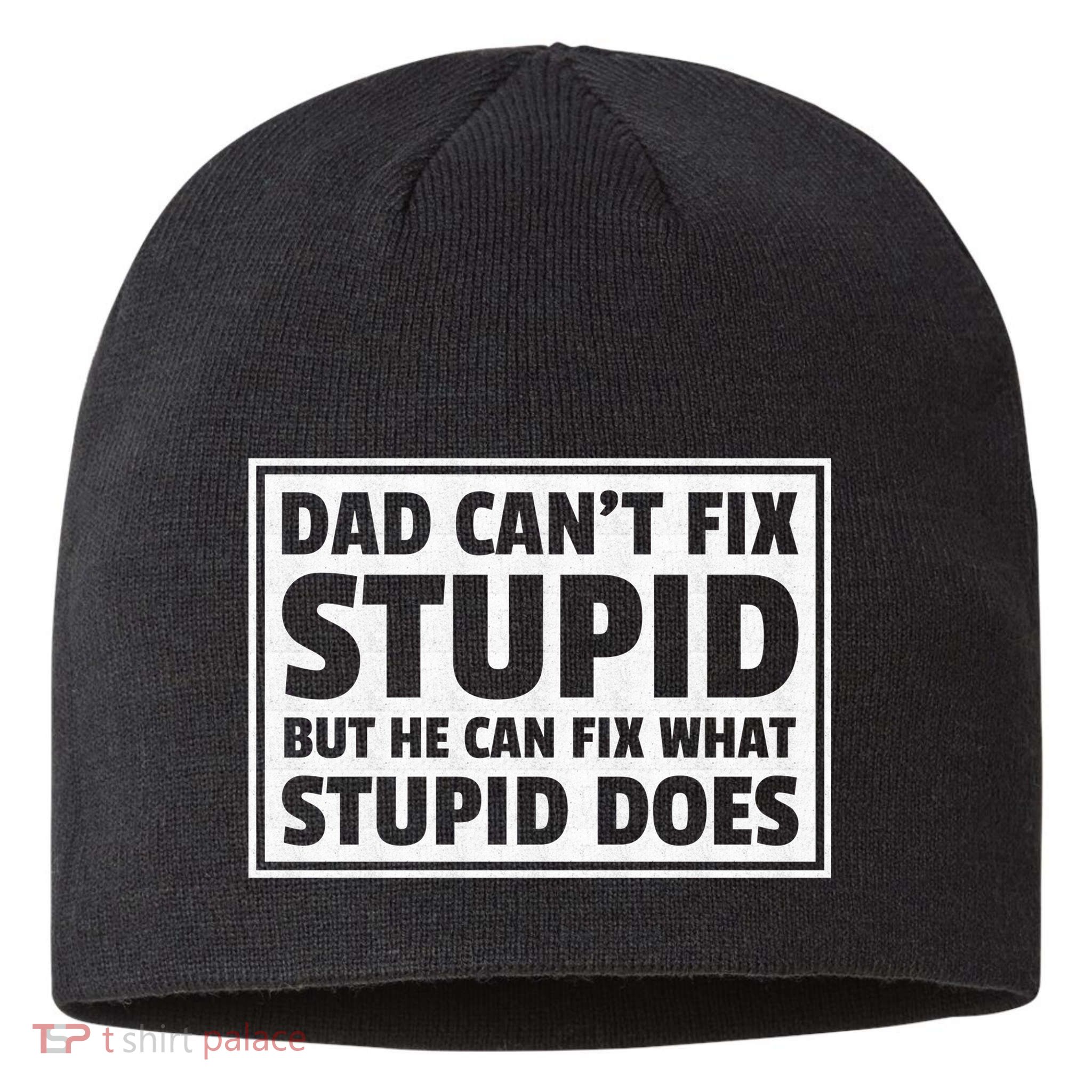 Dad Can't Fit Stupid But He Can What Stupid Does Sustainable Beanie