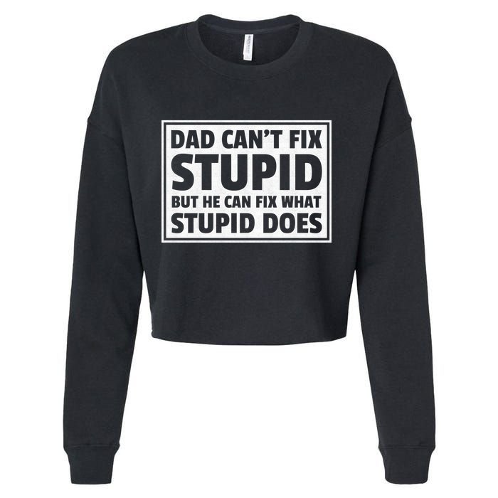 Dad Can't Fit Stupid But He Can What Stupid Does Cropped Pullover Crew
