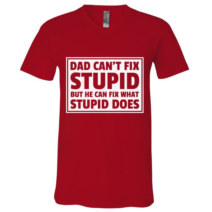 Dad Can't Fit Stupid But He Can What Stupid Does V-Neck T-Shirt
