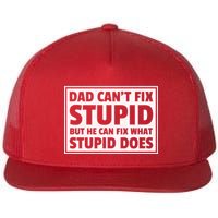 Dad Can't Fit Stupid But He Can What Stupid Does Flat Bill Trucker Hat