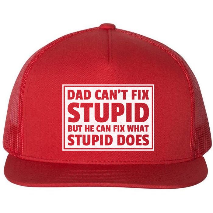 Dad Can't Fit Stupid But He Can What Stupid Does Flat Bill Trucker Hat