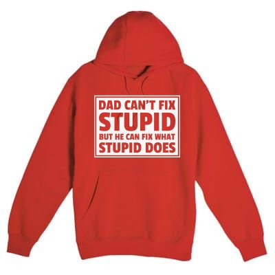 Dad Can't Fit Stupid But He Can What Stupid Does Premium Pullover Hoodie