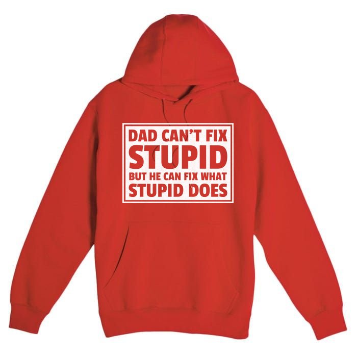 Dad Can't Fit Stupid But He Can What Stupid Does Premium Pullover Hoodie