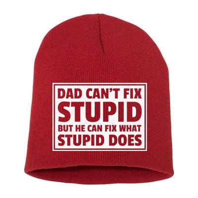 Dad Can't Fit Stupid But He Can What Stupid Does Short Acrylic Beanie