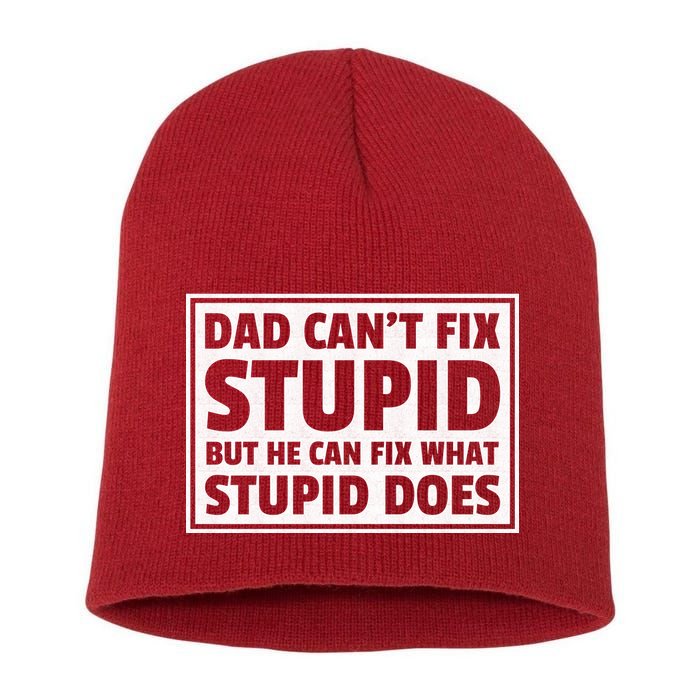 Dad Can't Fit Stupid But He Can What Stupid Does Short Acrylic Beanie