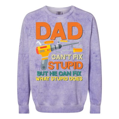 Dad Can't Fix Stupid But He Can Fix What Stupid Does Colorblast Crewneck Sweatshirt