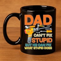 Dad Can't Fix Stupid But He Can Fix What Stupid Does 11oz C Handle Ceramic Mug
