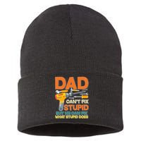 Dad Can't Fix Stupid But He Can Fix What Stupid Does Sustainable Knit Beanie