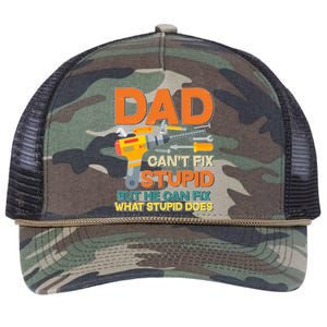 Dad Can't Fix Stupid But He Can Fix What Stupid Does Retro Rope Trucker Hat Cap