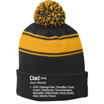 Dad Definition Of All Things Stripe Pom Pom Beanie