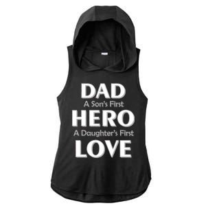 Dad First Hero And Love Ladies PosiCharge Tri-Blend Wicking Draft Hoodie Tank