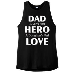 Dad First Hero And Love Ladies PosiCharge Tri-Blend Wicking Tank