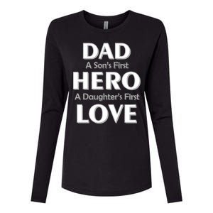 Dad First Hero And Love Womens Cotton Relaxed Long Sleeve T-Shirt