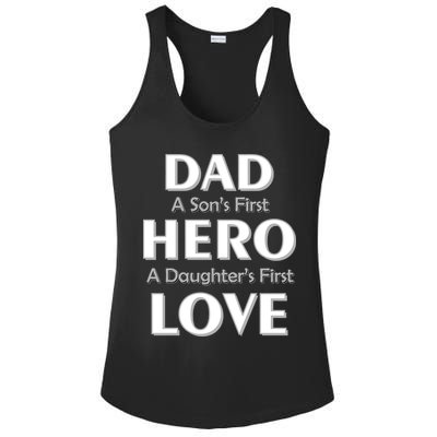 Dad First Hero And Love Ladies PosiCharge Competitor Racerback Tank