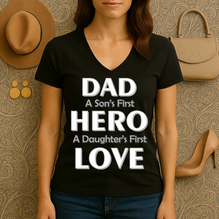Dad First Hero And Love Women's V-Neck T-Shirt