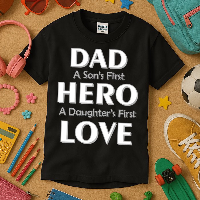 Dad First Hero And Love Kids T-Shirt