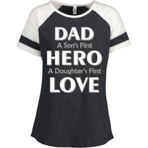 Dad First Hero And Love Enza Ladies Jersey Colorblock Tee