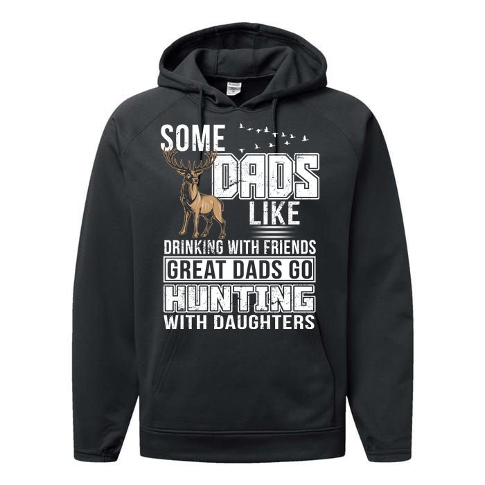 Dad Hunting With Daughters Performance Fleece Hoodie