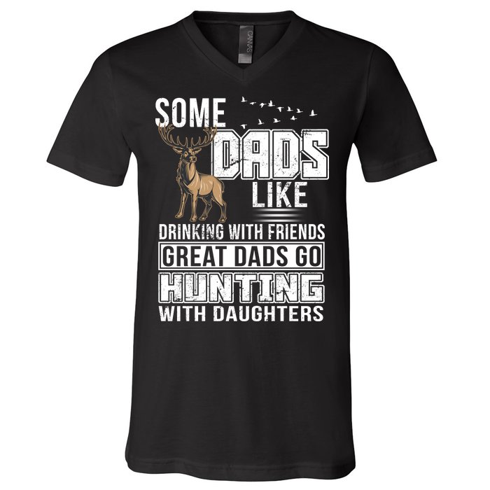 Dad Hunting With Daughters V-Neck T-Shirt