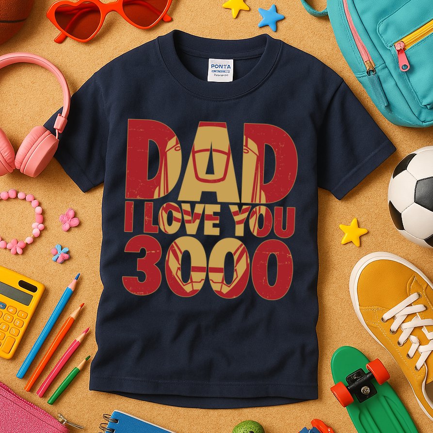 Dad I Love You 3000 Superhero Father's Day Kids T-Shirt